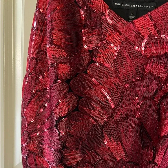 White House Black Market Red Sequin Camisole - Picture 3 of 7